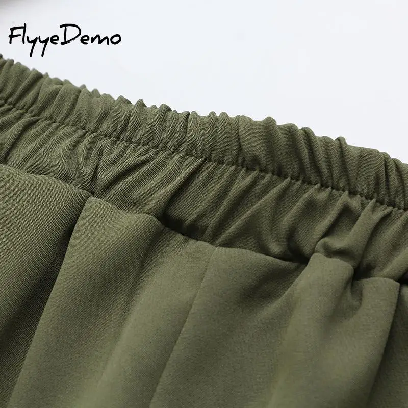 Цвета: зеленый черный эластичная резинка на талии большие женские брюки для