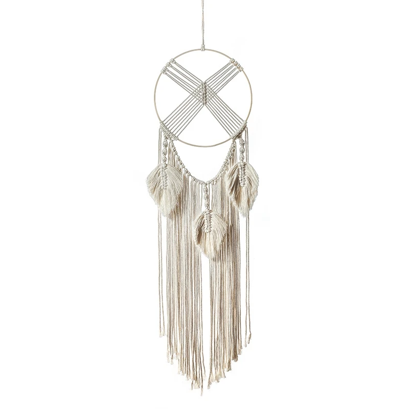 

Bohemian Leaf Tassel Woven Tapestry Dream Catcher Wall Hanging Craft Ornaments Room Decor Kids Room Nursery Gifts