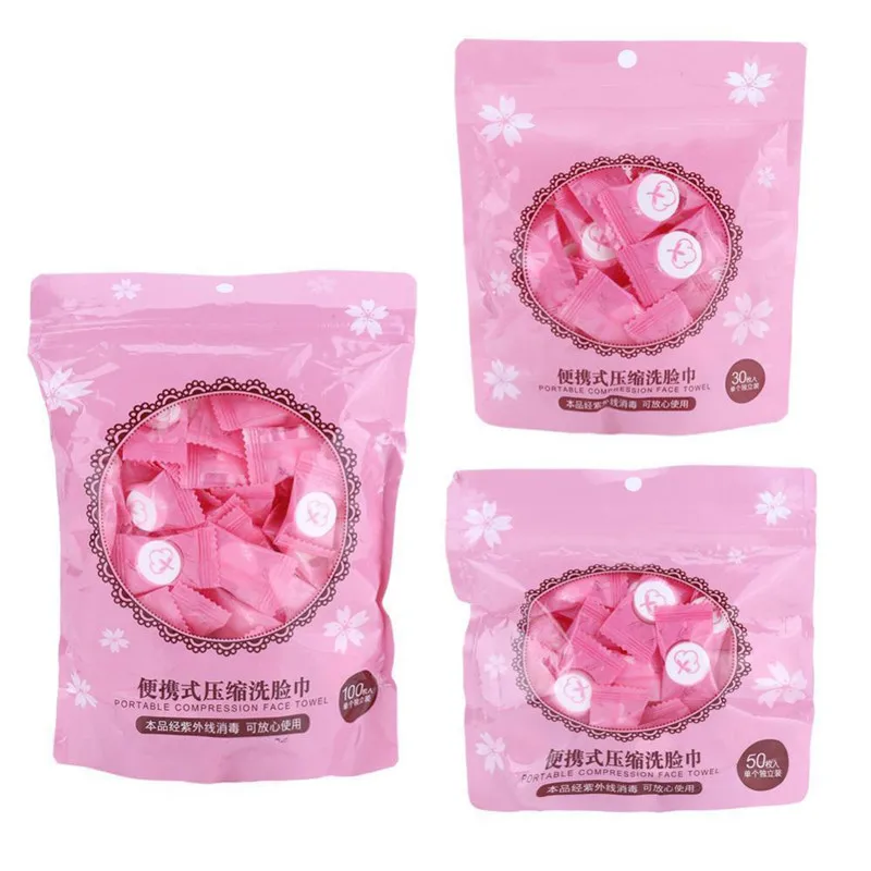 

50pcs Mini Portable Travel Dry Compressed Coin Disposable Face Towel Baby Wipes Tablet Travel Tissue Cleansing Face Papper