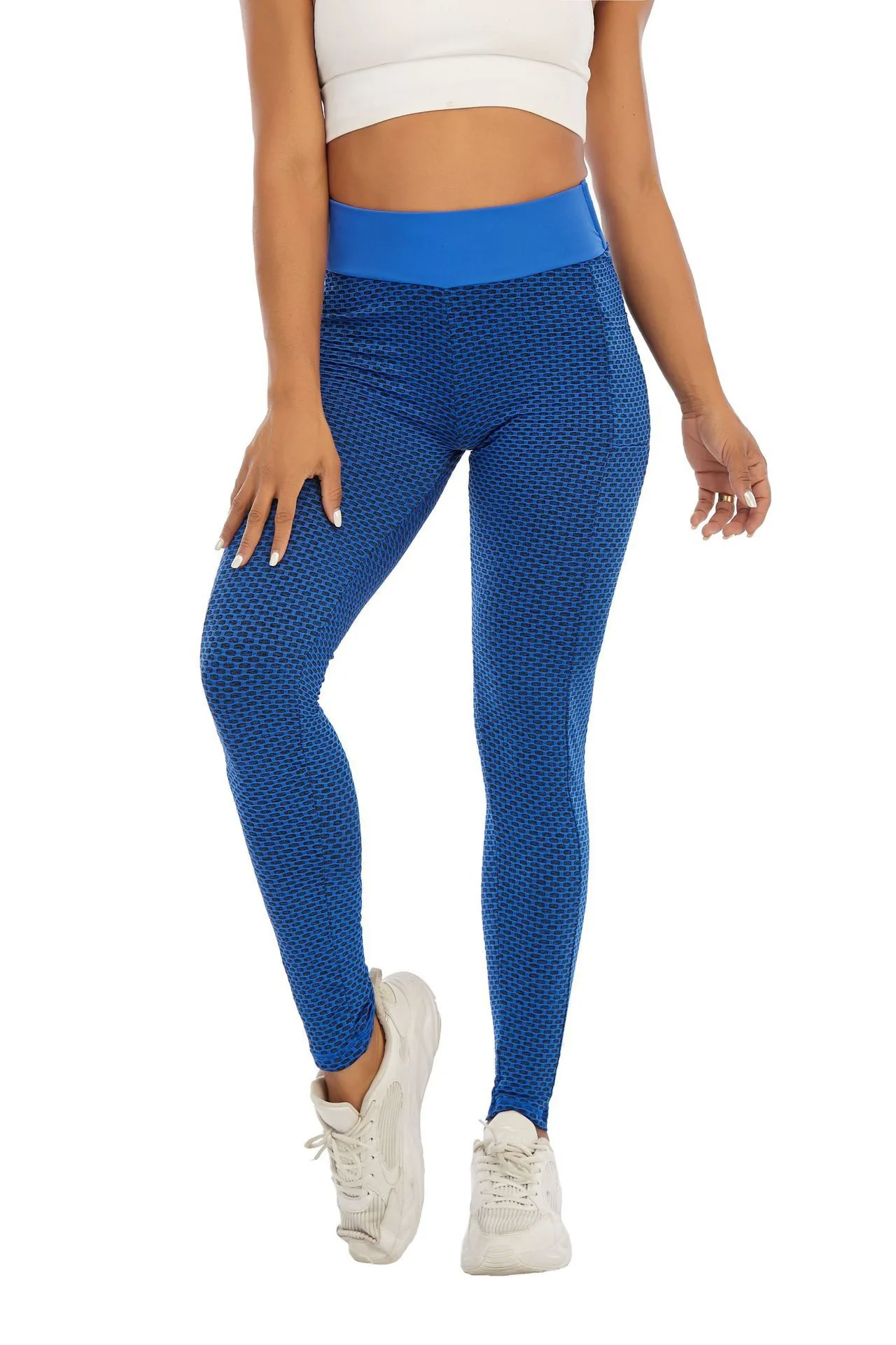 

MAKEACE Knitting Peach Hip Women's Fitness Leggings Sexy Mesh Casual High Waist Leggings Stitching Fashion Push Up Legins