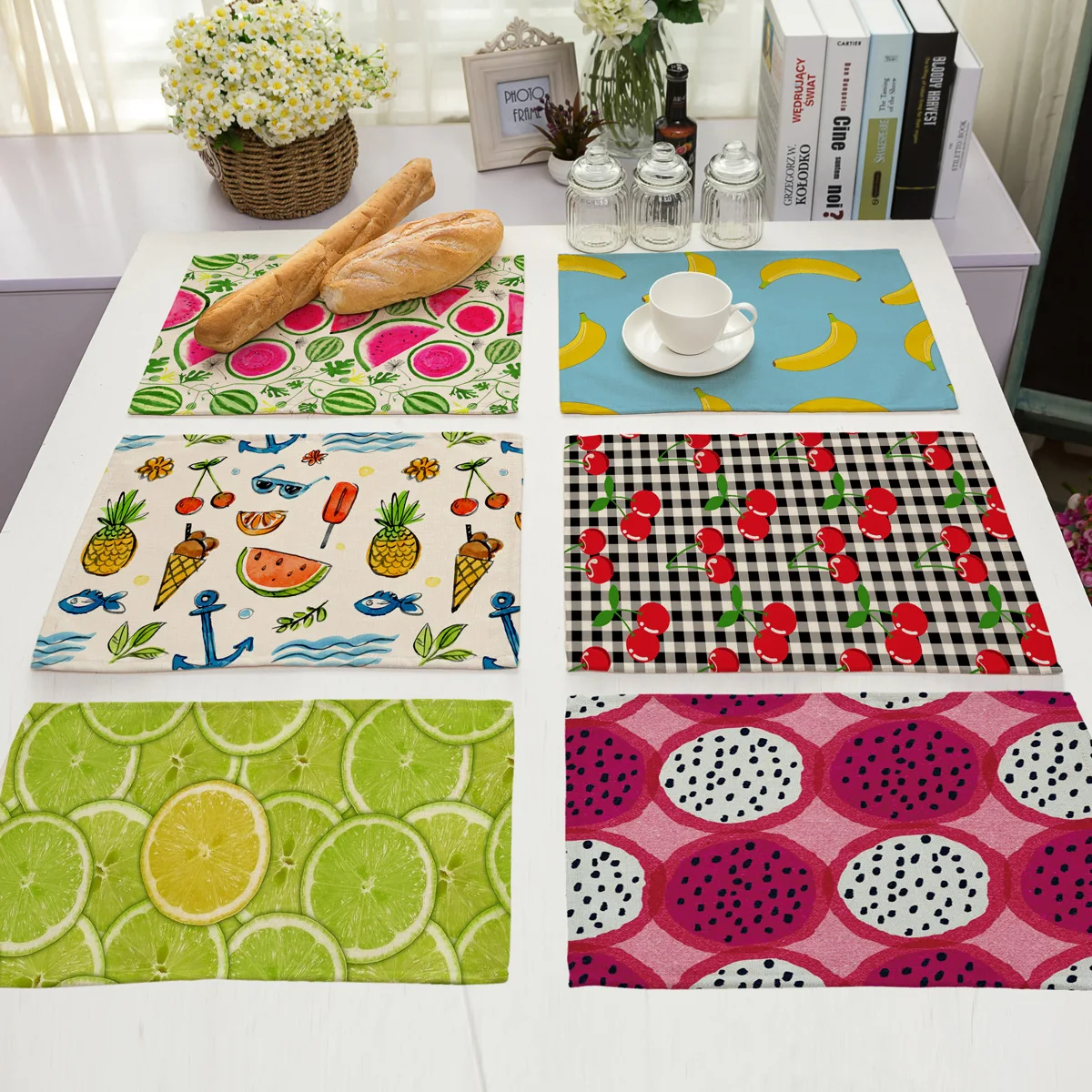 

Fresh Fruit Pattern Placemat for Dining Table Rectangle Table Linen Placemats Home Decor Kitchen Table Mat Nordic Table Coater