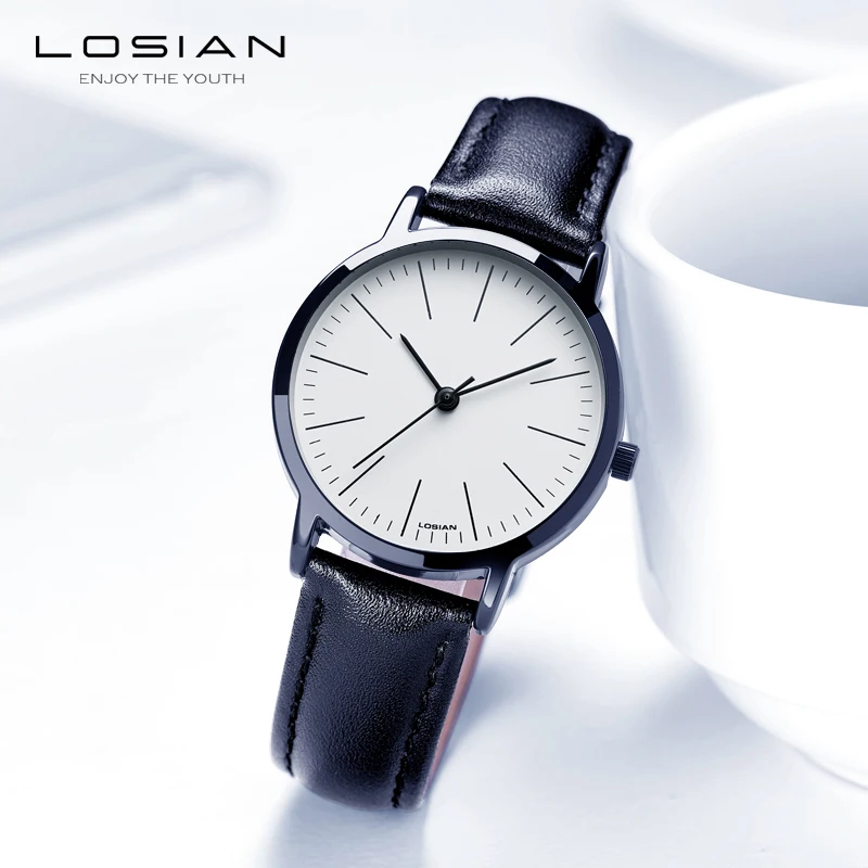 Losian женские часы модные 3 бар водонепроницаемые кварцевые из нержавеющей стали