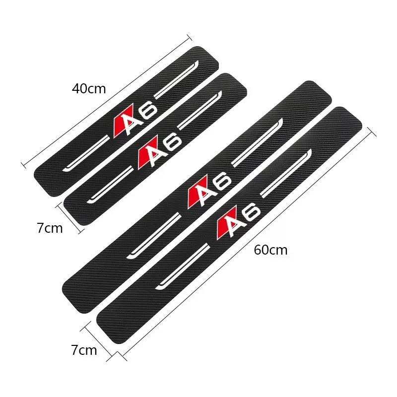 

4pc Carbon fiber stripe Door Sill Decals Scratches Resistant car Stickers For audi a6 car Leather Protection Stickers Accessorie