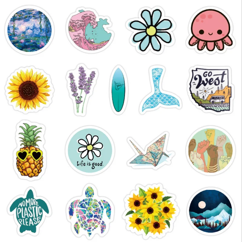 

10/30/50PCS Small Fresh and Cute Cartoon Graffiti Guitar Notebook Computer Water Cup Mobile Phone Decoration Sticker Wholesale