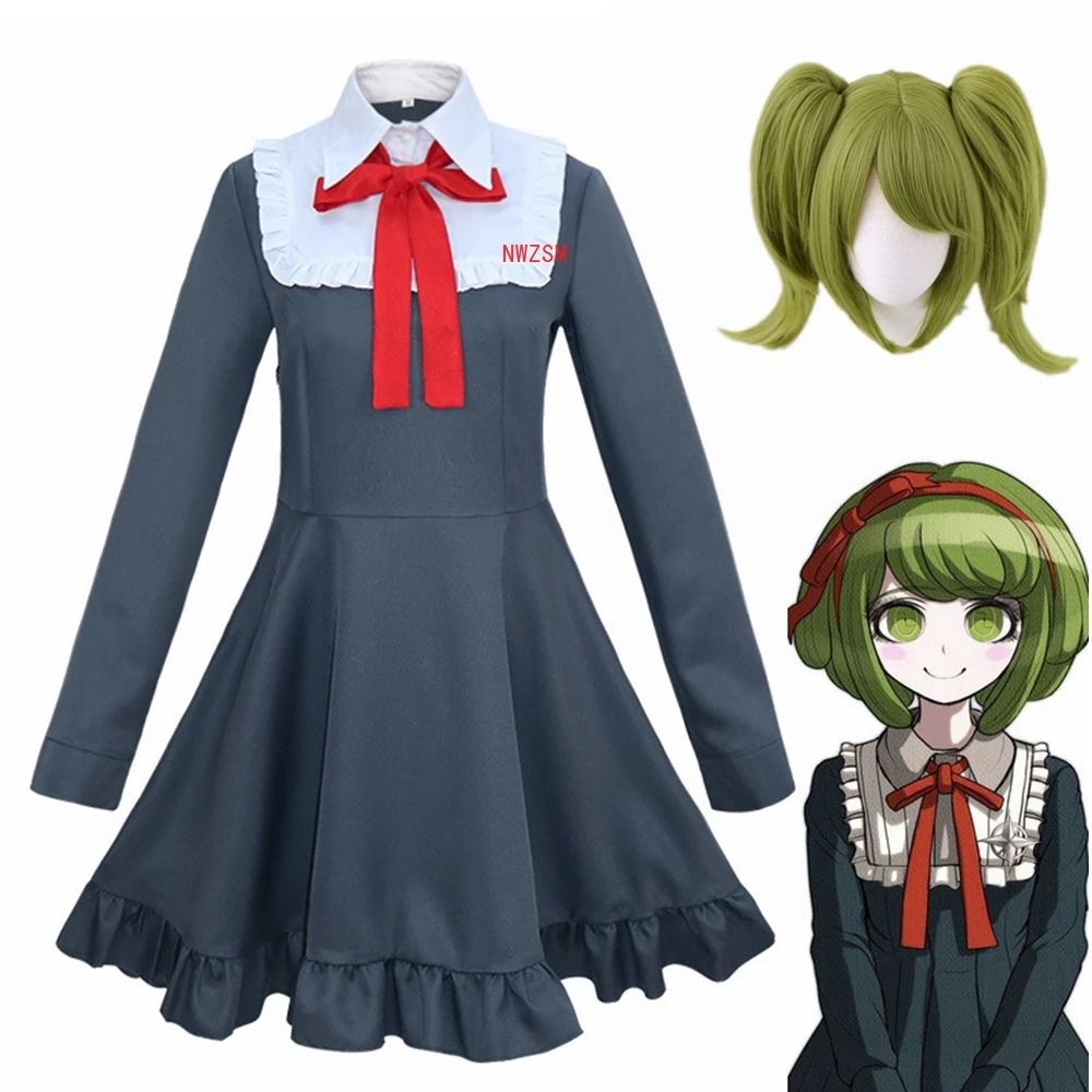 

Danganronpa Monaca Towa Cosplay Costume Skull Dangan Ronpa Monaca Wig Women Girl Anime Dress School Uniforms Party Outfit Suit