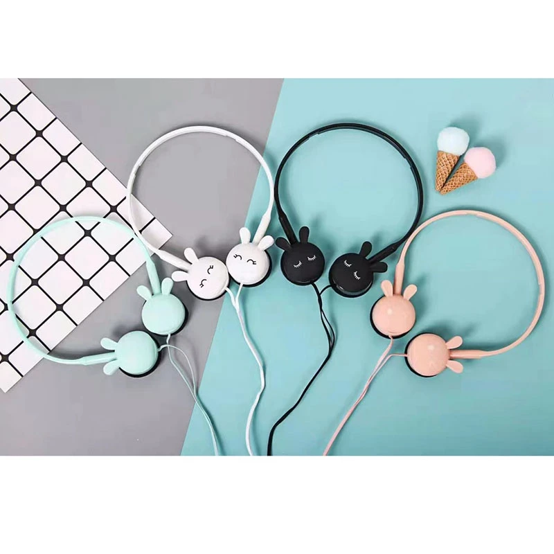 

Wired Headphones Cute Cartoon Rabbit 3.5mm Stereo Headphone Wired Headset with Mic for Kids Gift