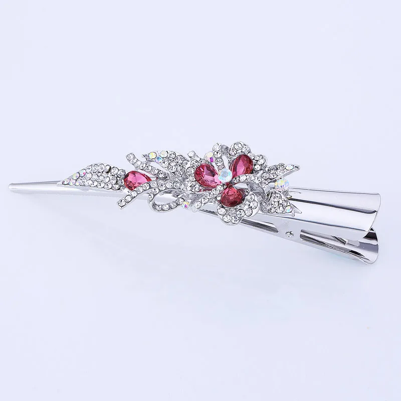 pink heart flower Потрясающая модная металлическая филигрань со стразами типа Ибис Заколка-зажим для женщин аксессуары покрытые серебром горячая Распродажа - Окраска металла: pink heart flower