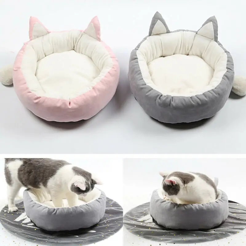 Мягкий домик для кошек круглая кровать складной коврик сна собаки подушка гнездо