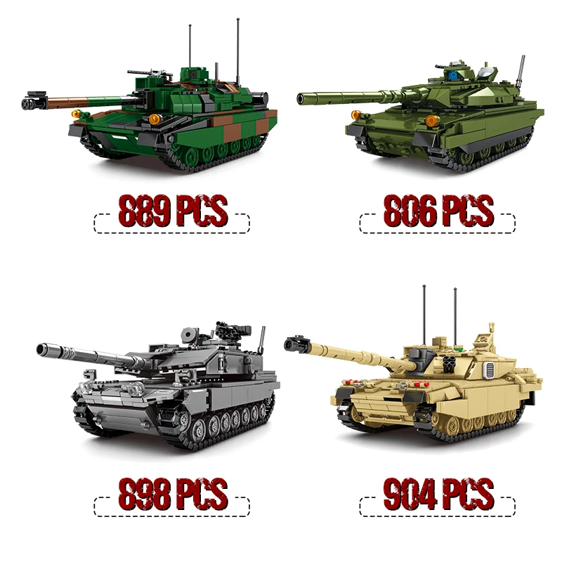 

City Battle Military Tank Truck Army Building Blocks WW2 Technical Tank Weapon Track Gun Vehicle Bricks Toys For Children Boys