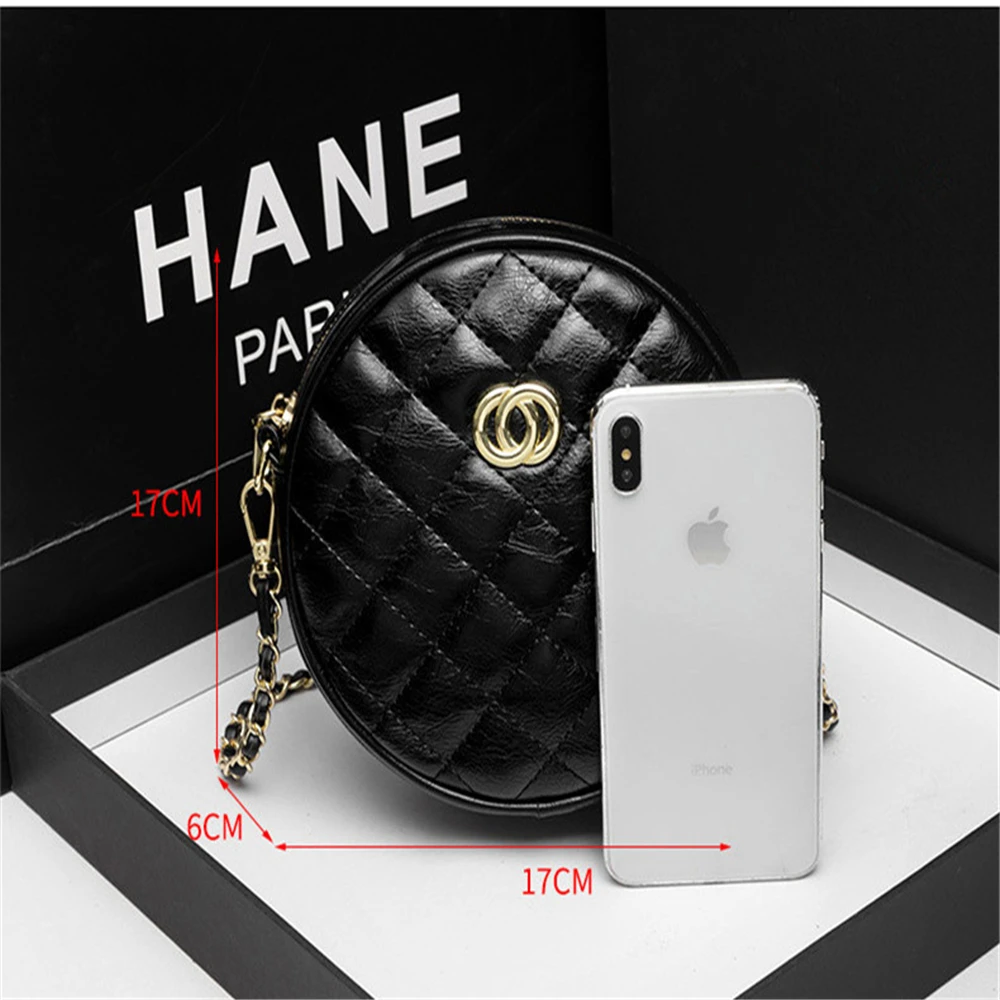 

Women's Bag Shoulder Bag PU New 2020 Chain Messenger Bag Small Fragrance Style Rhomboid Ins Fashion Small Round Bag