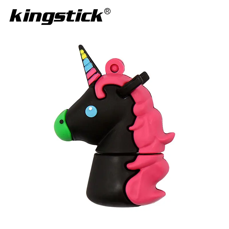 black USB флеш-накопители Loving unicorn 4 ГБ 8 ГБ 16 ГБ флеш-накопитель 32 Гб 64 Гб usb флешка мини флеш-накопитель Флешка анимадо - Цвет: black