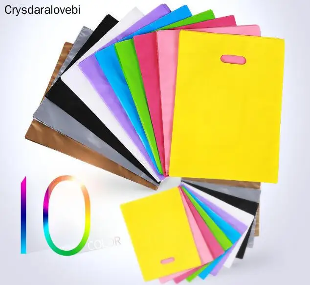 100 шт большие подарочные пластиковые сумки с логотипом ручки маленькие черные