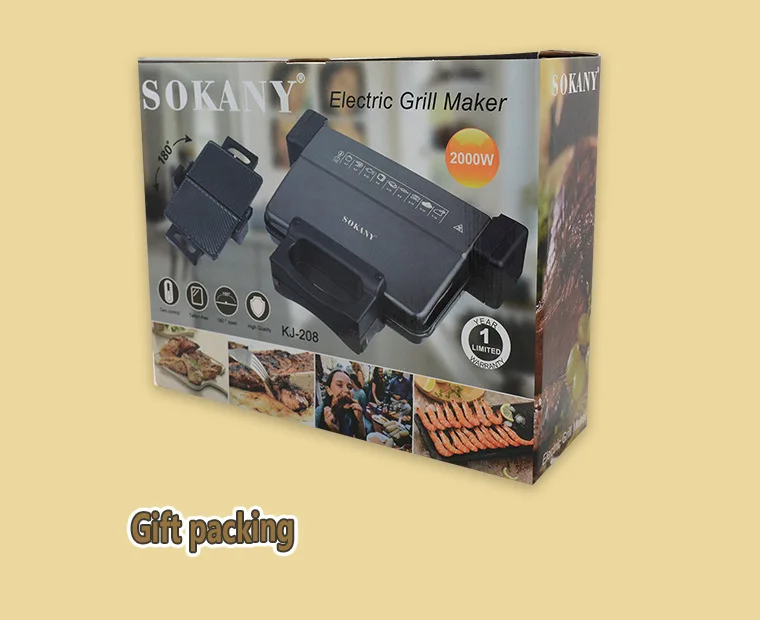 Электрический гриль для барбекю 2000 Вт домашний электрический Бездымная жаровня