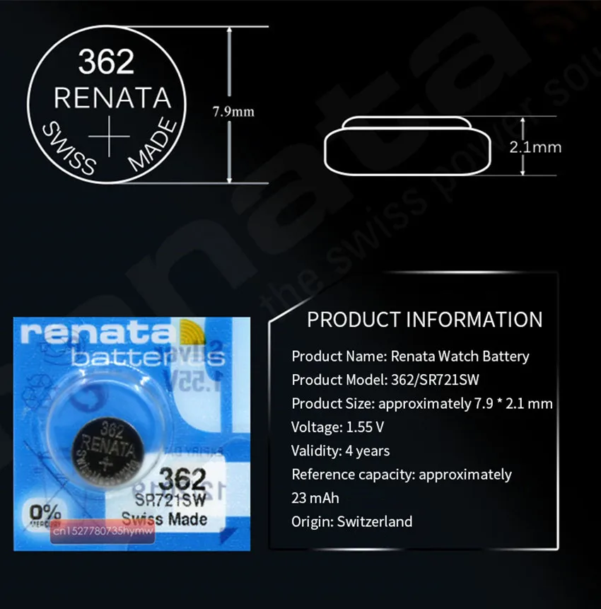 5 шт. длительный срок службы Renata 362 SR721SW V362 62 AG11 аккумулятор для часов | Электроника