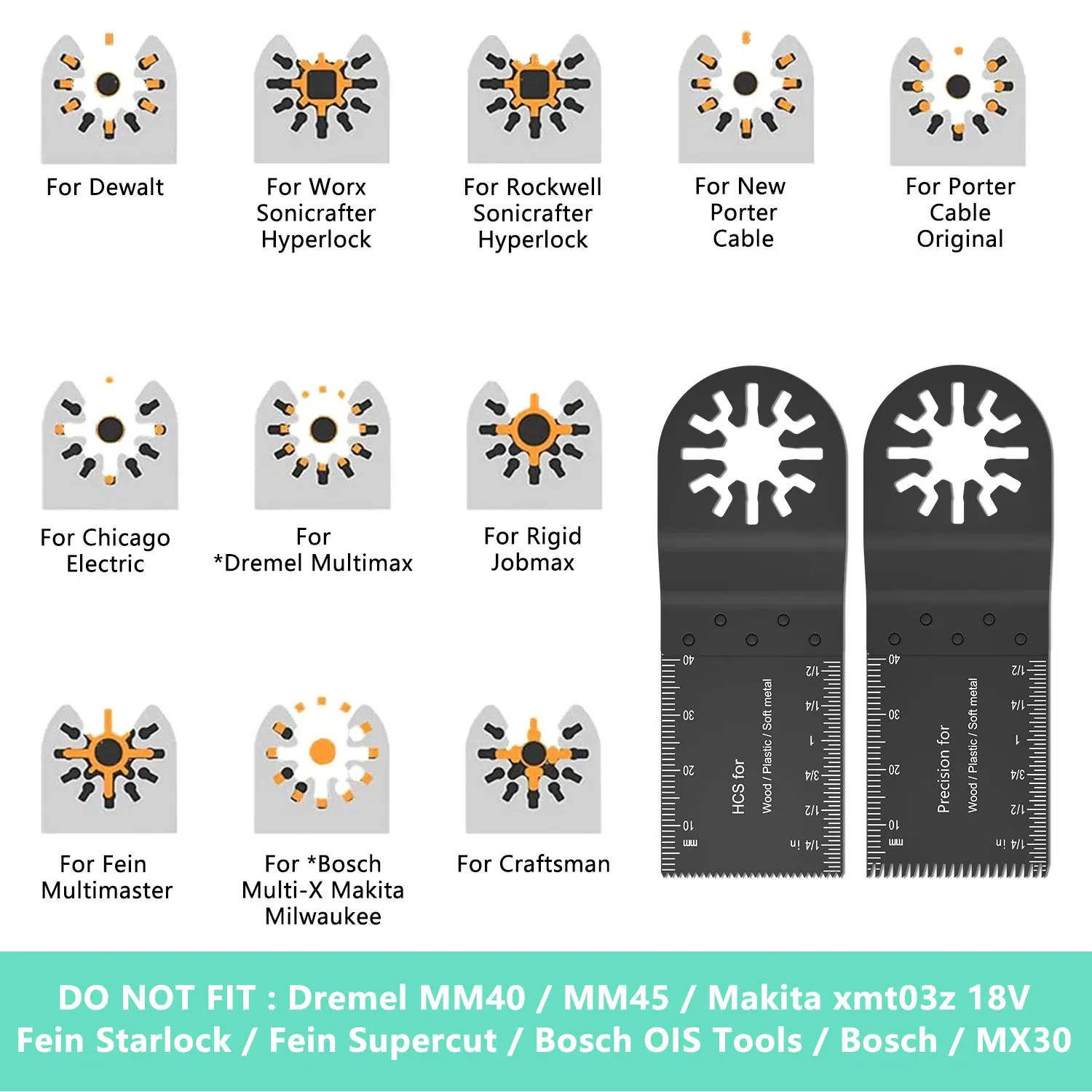 

27pcs Quick Release Multi-Function Saw Blade Universal Oscillating Tool Saw Blades for Renovator Power Tool Trimmer blades
