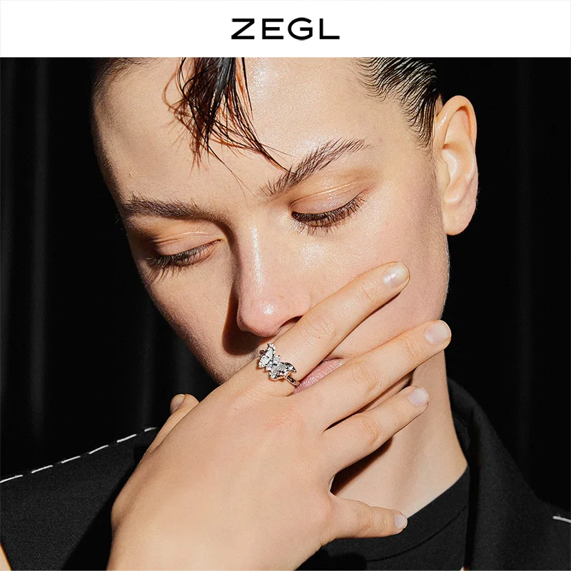 Женское дизайнерское кольцо бабочка ZEGL модное открытое красное на указательный