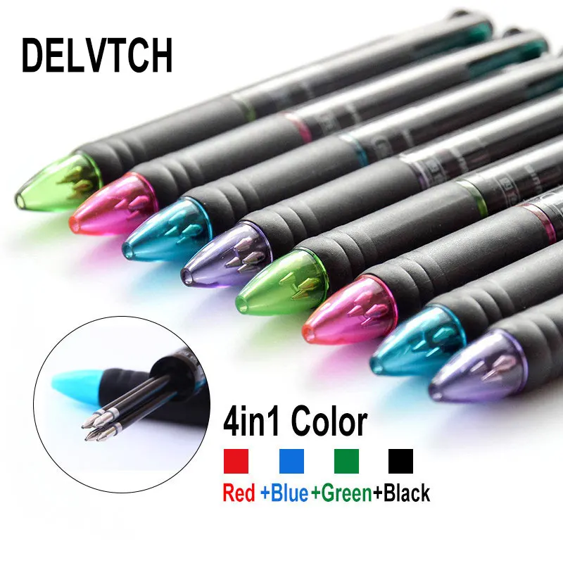 DELVTCH 4 шт мульти Цвет шариковая ручка 0 7 мм Многофункциональный 4in1 Выдвижная