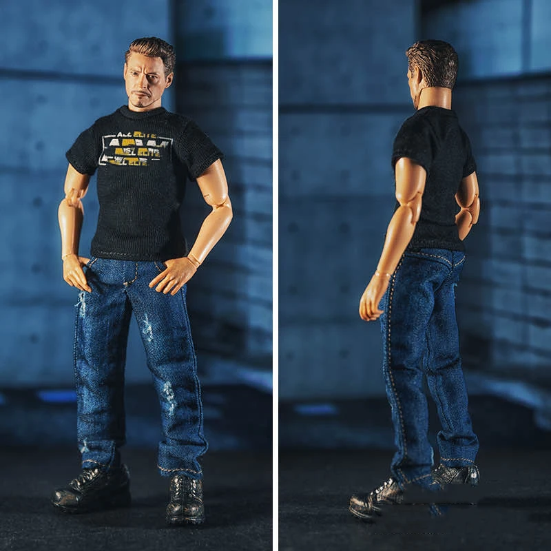 

1/12 Fashion Male Clothes Jeans & Printed Short Sleeve T-shirt Suit Clothing Accessories For 6'' Action Figure Body