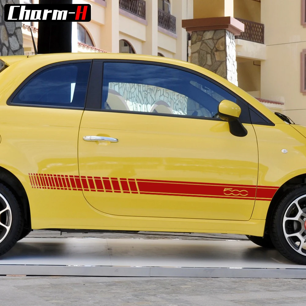 2 шт. автомобильный Стайлинг наклейки в полоску на дверь кулиса для Fiat 500 Abarth