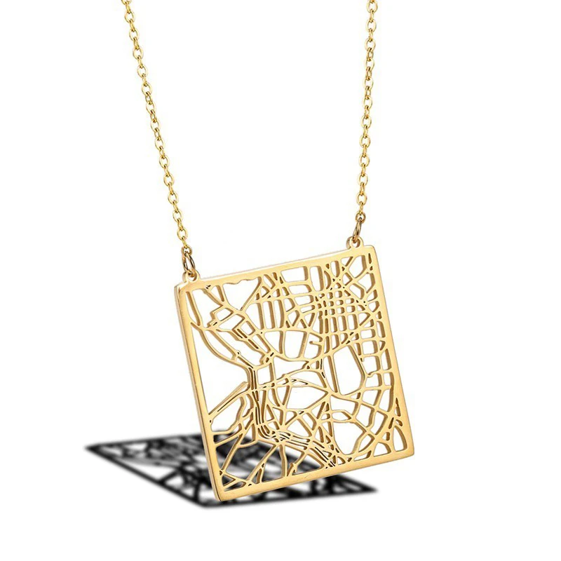 

Madrid Spain City Map Necklace Graphic Geometric Jewelry Your Favorite Place On Earth Madrid Pendant Necklace Gift For Her