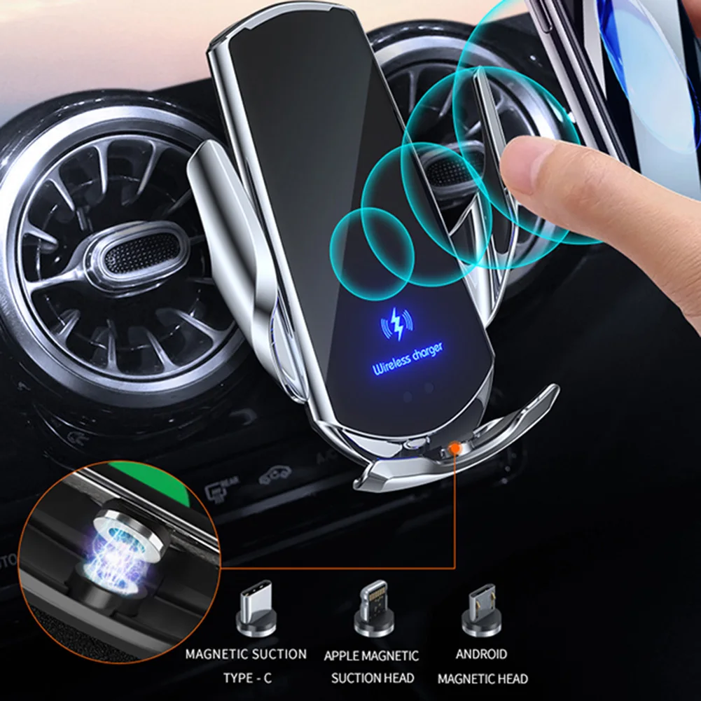 

Автомобильное беспроводное зарядное устройство с автоматическим зажимом и датчиком, магнитное зарядное устройство USB для iPhone 14, 13, 12, 11 Pro Max, X, 8, Samsung S22, S21, 30 Вт