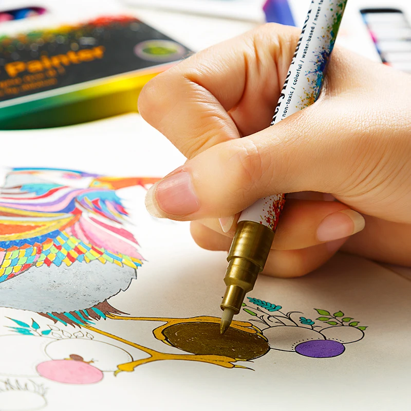 

12/18 Colors Acrylic Paint Marker pen Art Marker Pen for Ceramic Rock Glass Porcelain Mug Wood Fabric Canvas Painting 0.7mm