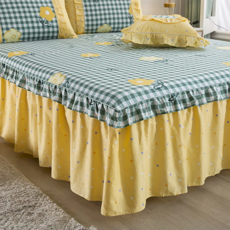 Романтичная элегантная шифоновая постельная юбка в желтую клетку 2021 простыни из