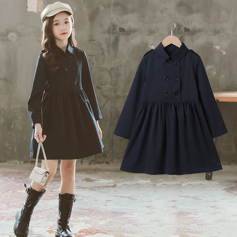 

Fashion Children's Shirt Skirt Girls Dress Winter Long-sleeved Short Skirt Suit Female Baby Clothes Teen Party Clothes Lapel New