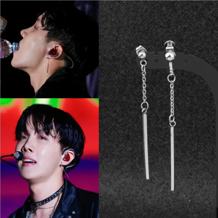 Пуленепробиваемые длинные серьги Kpop с корейской звездой v для мужчин и женщин