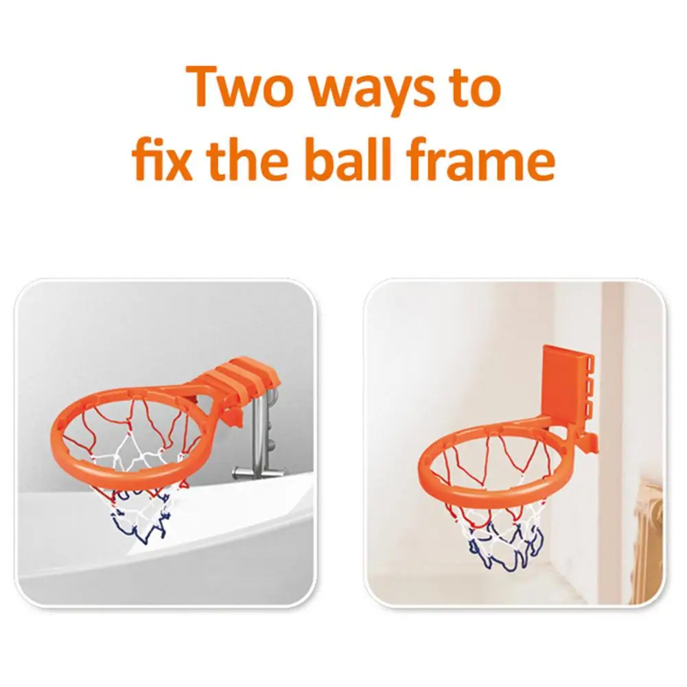 

New 2 in 1 Bathroom Basketball Box Baby Mini Bathroom Basketball Shooting Bathing Bath Toy PVC Ball Inflator Basketball Toy Set