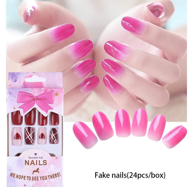 Красочные накладные ногти 24 шт./компл. полное покрытие Типсы для дизайна ногтей