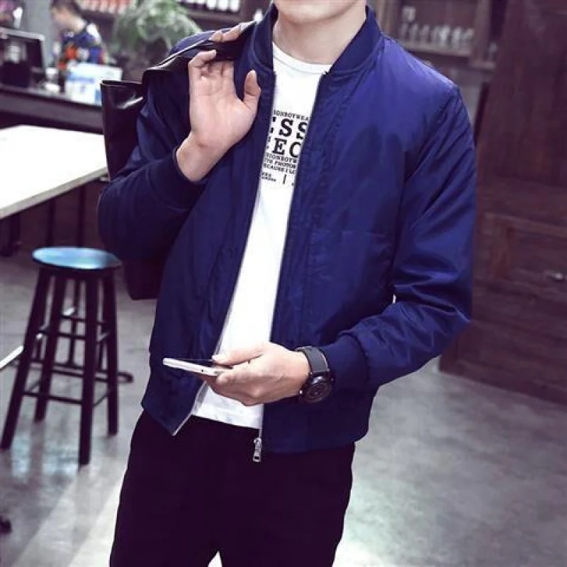 

Men's Casual Handsome Jacket Korean Jacket Men's Spring and Autumn Jacket Suit Autumn Baseball Uniform