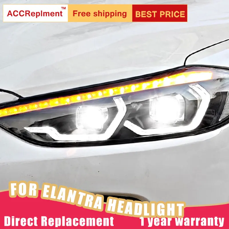 2 шт. светодиодный ные фары для Hyundai Elantra 2017 2018 Автомобильные ангельские глазки
