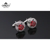 ghroco high quality exquisite round red zircon french shirt cufflinks fashion luxury gifts business men and women groomsmen
