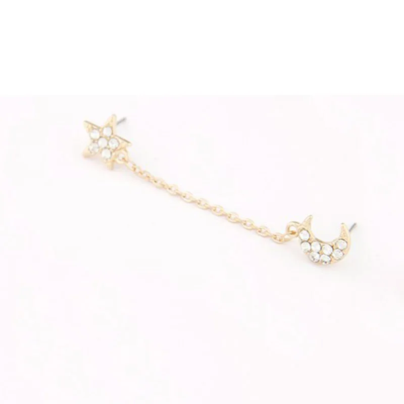 1 шт. лунная форма лунной звезды серьги-гвоздики Звездные модные ушные кристалл