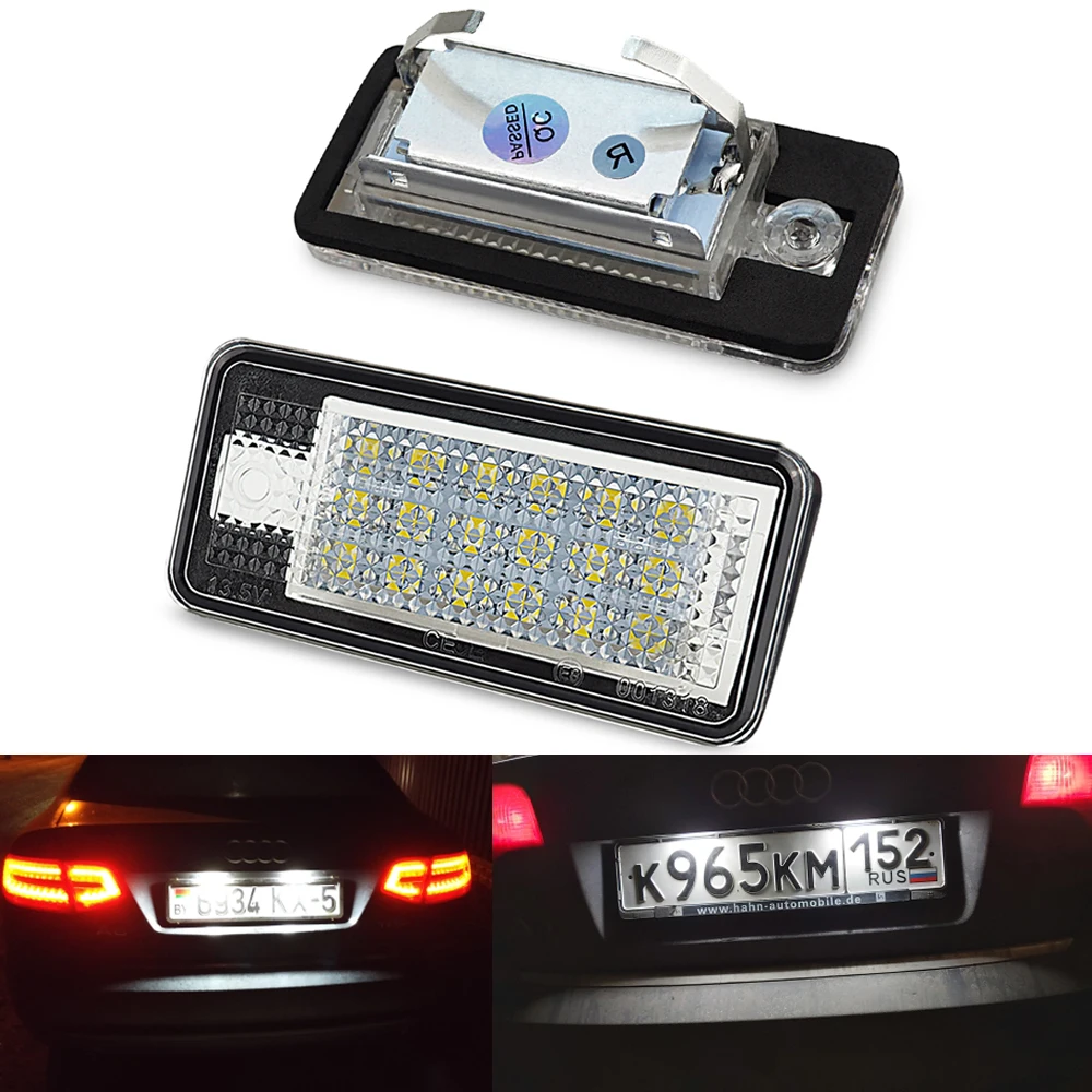 

OXILAM 2x Car LED License Number Plate Light Lamp 12V LED White Light for Audi A3 S3 8P A4 B6 B7 A5 A6 4F Q7 A8 S8 C6 Cabriolet