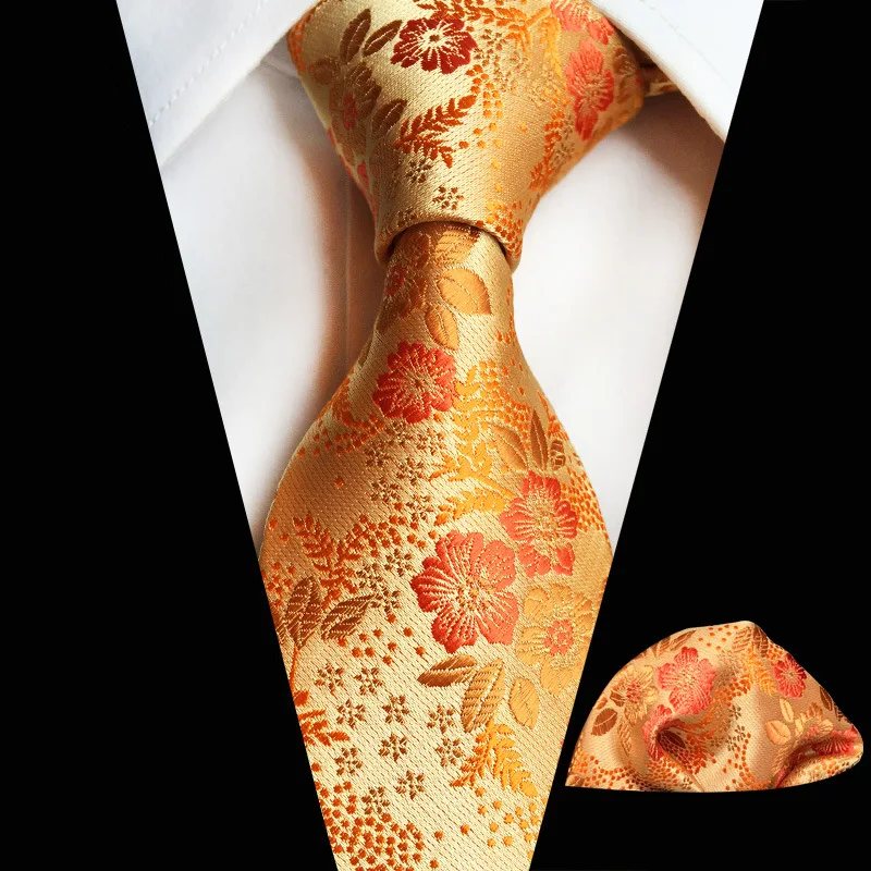 

8CM Paisley Floral Jacquard Tie Set for Men Fashion Necktie Handkerchief Men's Classic Neck Tie for Wedding