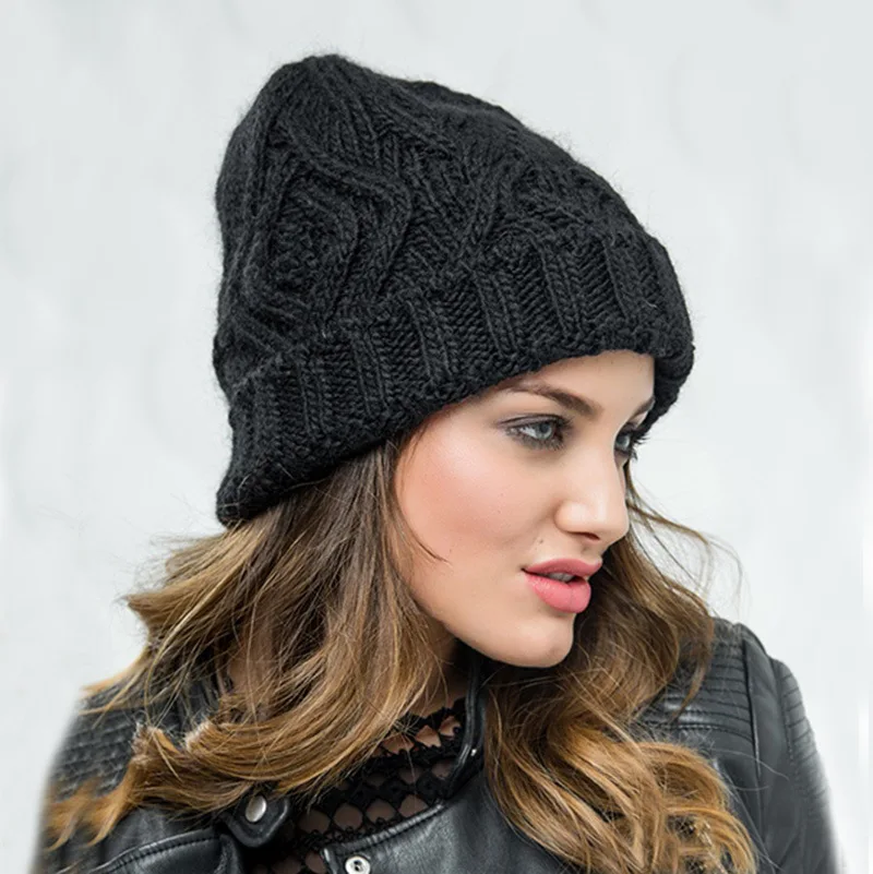2019 теплые зимние шапки женский шерстяной вязаный твист Skullies Beanie шапка для зимы