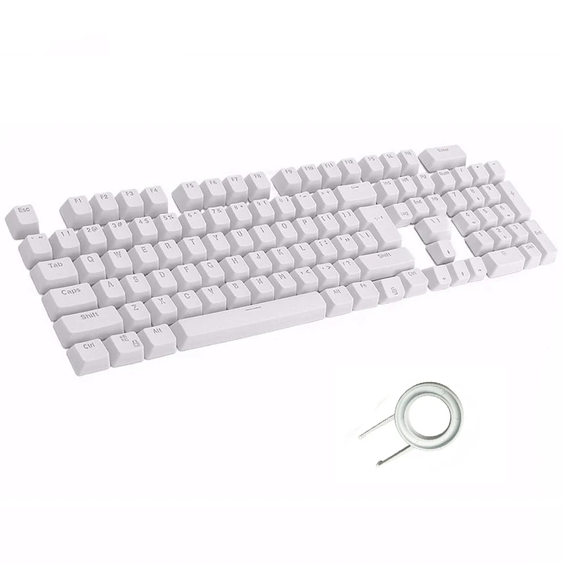 104 английские клавиши ABS PBT для механической клавиатуры, совместимые с переключателями MX, прозрачная поддержка светодиодного освещения - Цвет: PBT-White