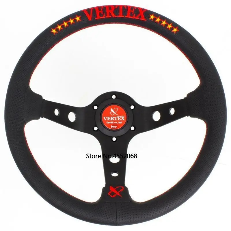 VERTEX 10 звезд 330 мм jdm гоночное черное рулевое колесо из натуральной кожи для