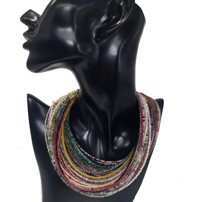Модное ожерелье с гранеными драгоценными камнями 2-3 мм колье бусинами