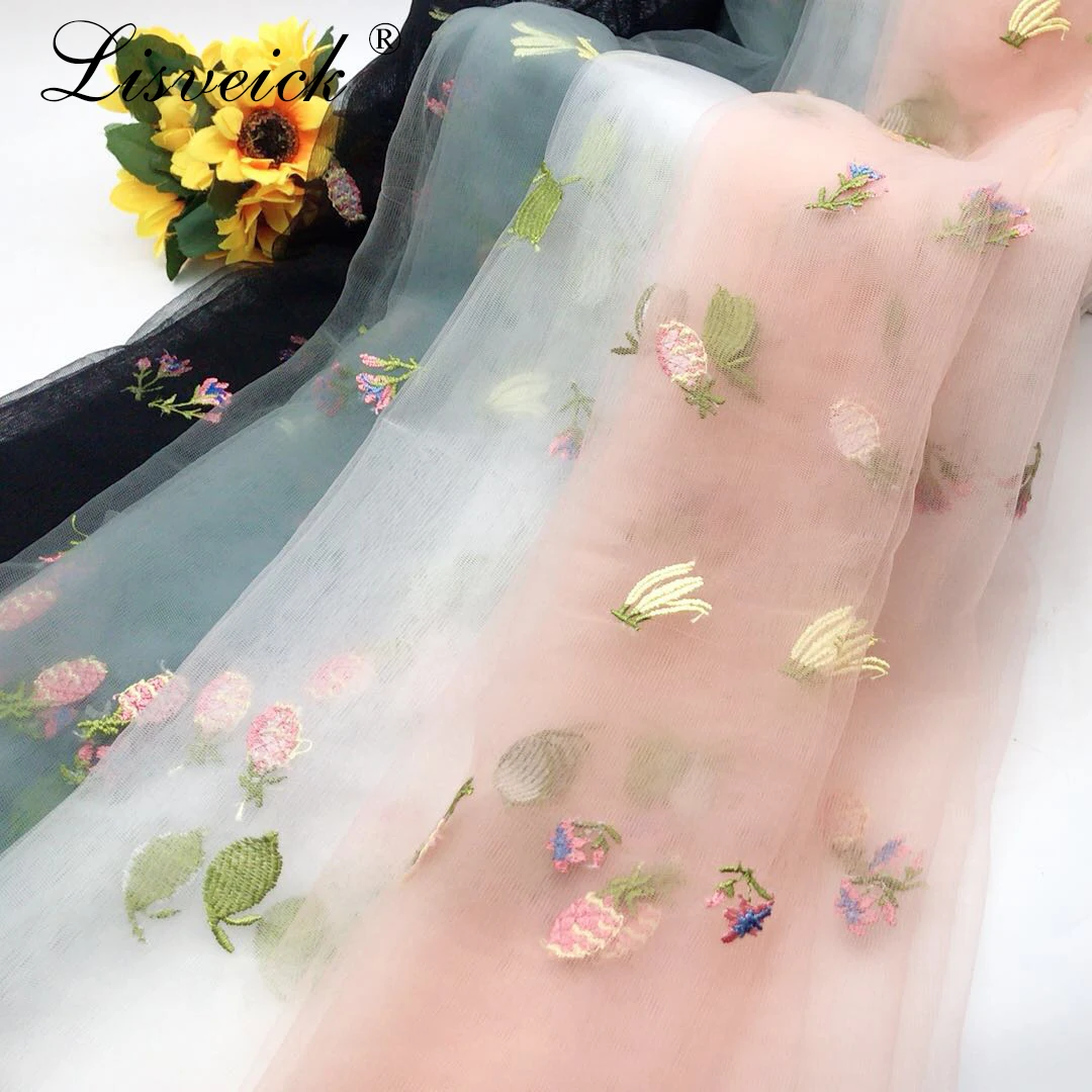 1 метр 135 см сетка кружева Фрукты Ананас Вышивка Мягкая ткань для тюля детская