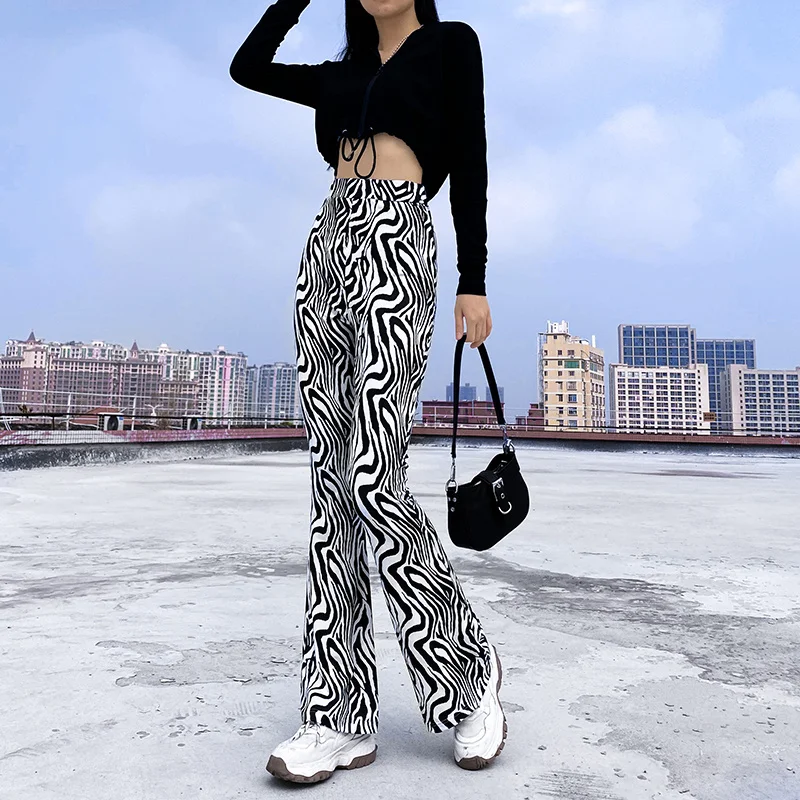 

Summer Ripple Printed y2k Straight Pants For Women High Waist Vintage Casual 90s Trousers Harajuku Sweatpants