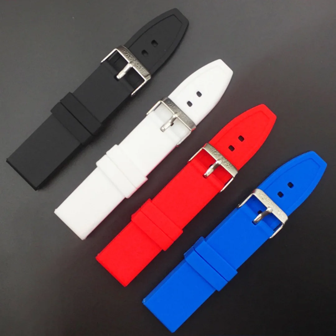 

4 Colors Universal Watchband 20mm 22mm 24mm Silicone Rubber Watch Strap Bands Waterproof Watchband Belt Watch Accessories