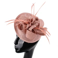 women nice fascinator hat party with feather adorn ladies elegant wedding millinery ladies occasion dinner hair accessories