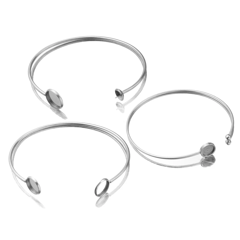 Регулируемый Нержавеющая сталь браслет круглый пустой база подходит 8/10 мм