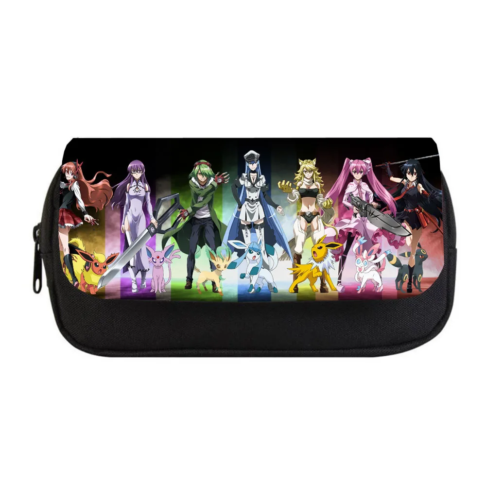 

anime Akame ga KILL! Pencil case Cartoon Stationery Bag student Zipper Large Capacity pencil case Child Pen box Women Makeup Bag