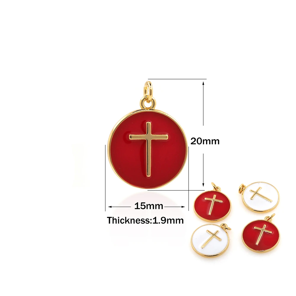 

Hot Sale Men And Women Classic Trend enamel Disc Cross Pendant Necklace Accessories DIY Jewelry Making Supplies