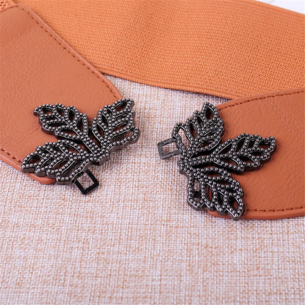 Женский эластичный ремень с резьбой в виде листьев новый дизайн винтажные ремни