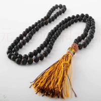 8mm 108 mala natural black obsidian gold buddha head necklace chakra national style energy buddhism thanksgiving day christmas